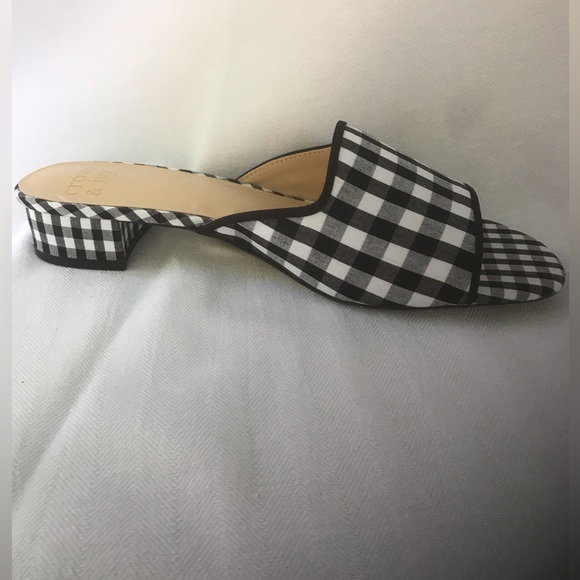 NIB Crown & Ivy Women's Charlotte Slides in Black and White Gingham - Picture 3 of 8